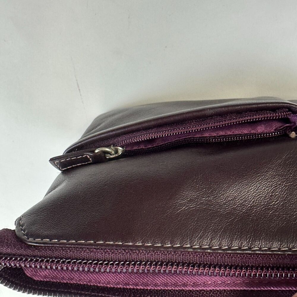 Mywalit Leather Crossbody Small Purse Multi Comp Travel Organizer Purple 8 x 5 - Picture 10 of 13